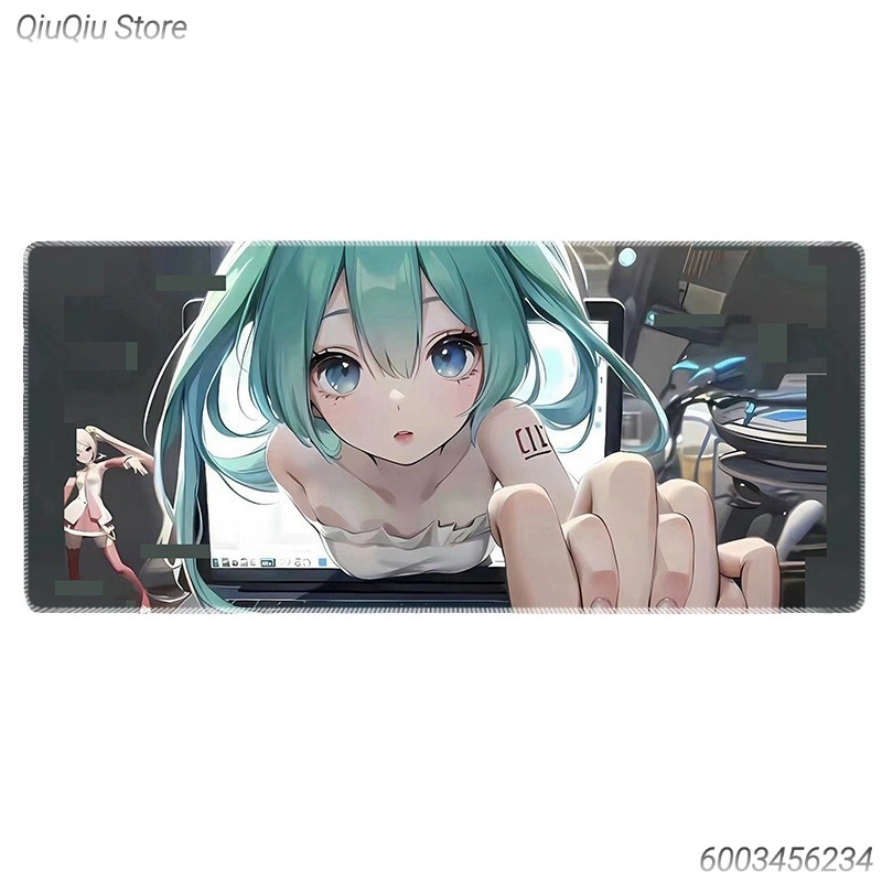 Pc Gaming Hatsune Miku - ฮัตสึเนะ มิกุ อะนิเมะแผ่นรองเมาส์สำหรับเล่นเกมแผ่นรองเม้าส์แผ่นรองคีย์บอร์ดยางกันลื่นสำหรับพีซีแล็ปท็อปเกมเมอร์