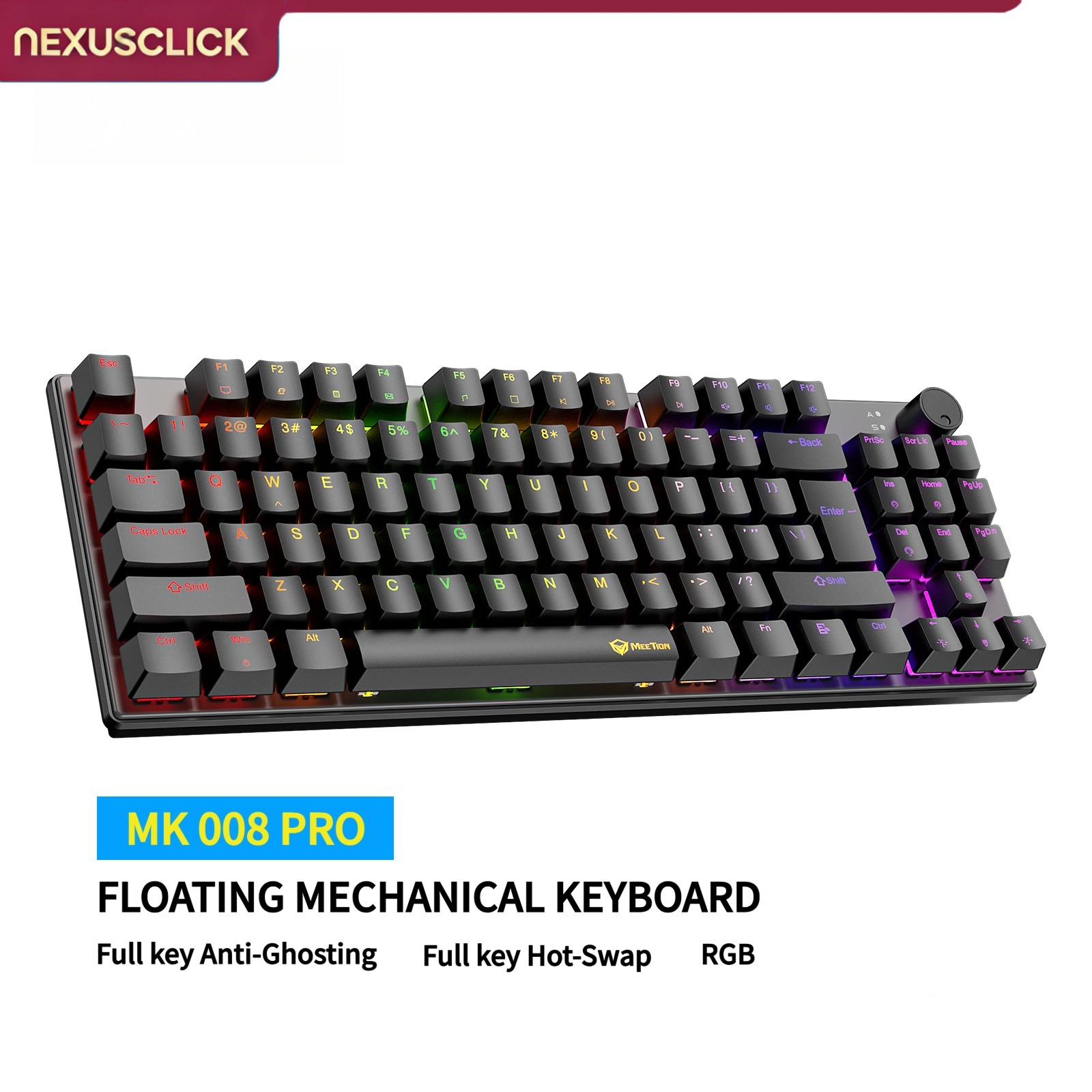 Anti-Ghosting Keyboard - คีย์บอร์ดกลไก NexusClick 88 คีย์ แบบ Hot