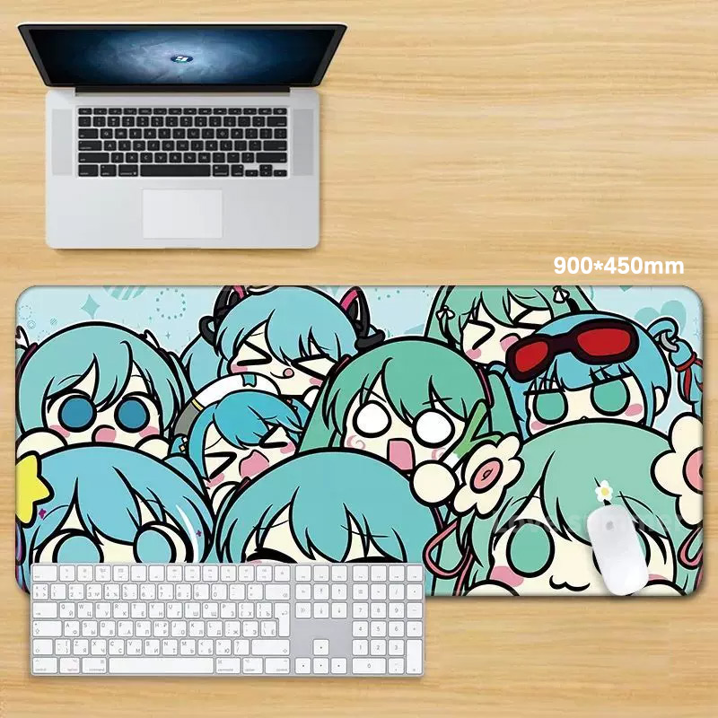 Pc Gaming Hatsune Miku - แผ่นรองเมาส์อนิเมะ แผ่นรองคีย์บอร์ดสำหรับเกมเมอร์ แผ่นรองเมาส์ H-hatsune Miku หนัง