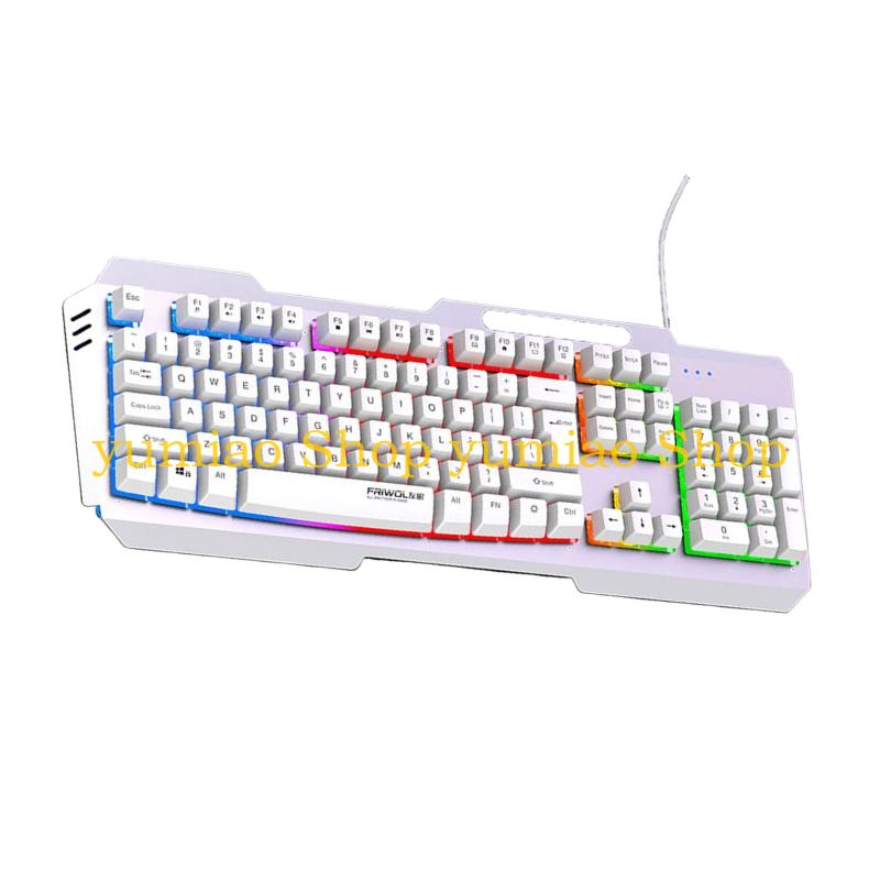 Anti-Ghosting Keyboard - 587B DS600 คีย์บอร์ดแบบมีสายแบ็คไลท์แบบโลหะพร้อมปุ่มกดเมาส์ 104 ปุ่ม