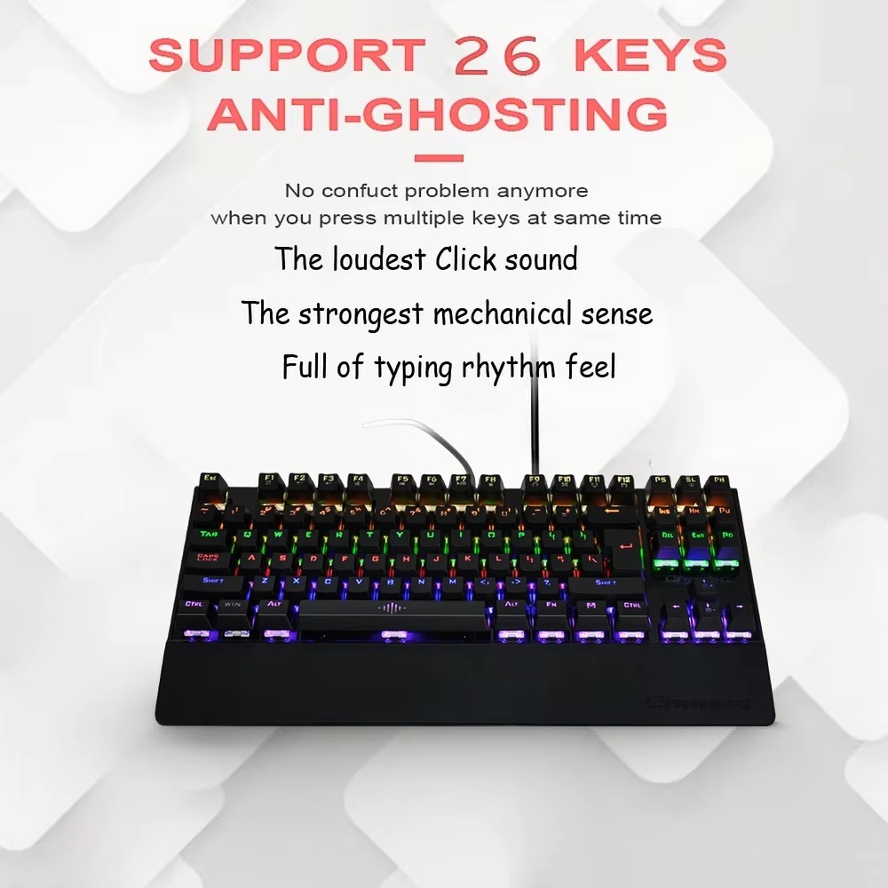 Anti-Ghosting Keyboard - คีย์บอร์ดแบบกลไก 26 คีย์ป้องกันการกดผิดพลาดพร้อมไฟแบ็คไลท์ RGB ฟังก์ชั่นล็อค Windows