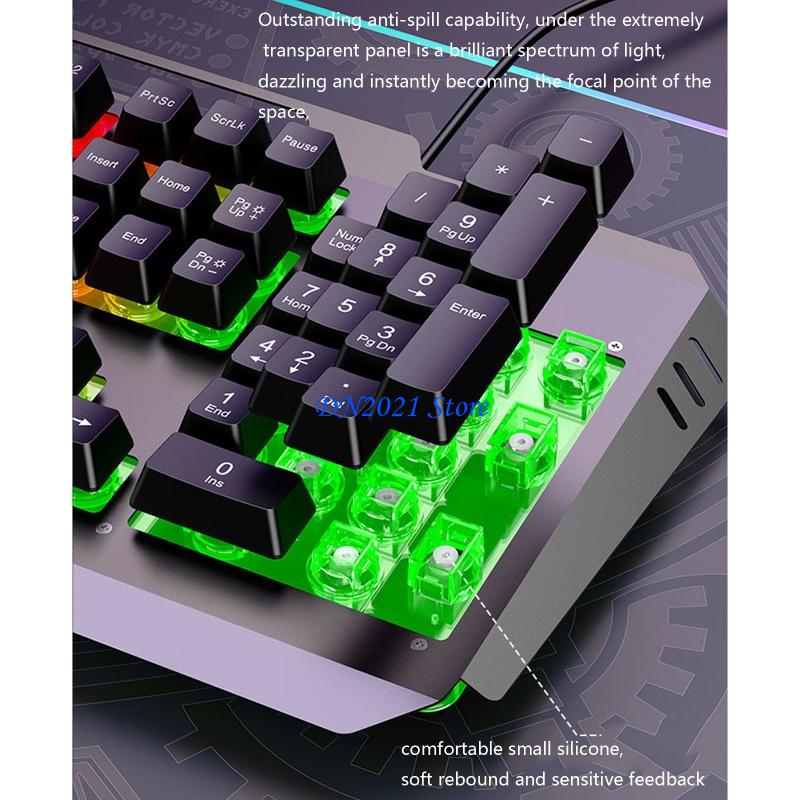 Anti-Ghosting Keyboard - F3KE DS600 104key คีย์บอร์ดแบบมีสายพร้อมการปรับแสงพื้นหลังและการกดแป้นพิมพ์ที่ราบรื่น