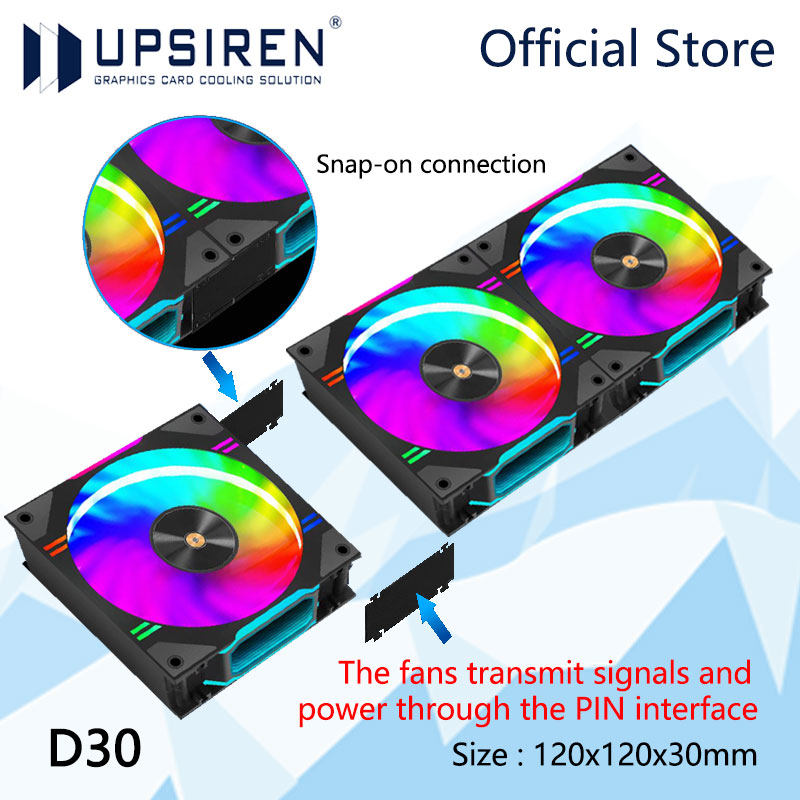 Pc Water Cooling - UPSIREN D30 120X120X30 มม.กรณีคอมพิวเตอร์พัดลมระบายความร้อนเหมาะสําหรับ Air Cooling/น้ํา
