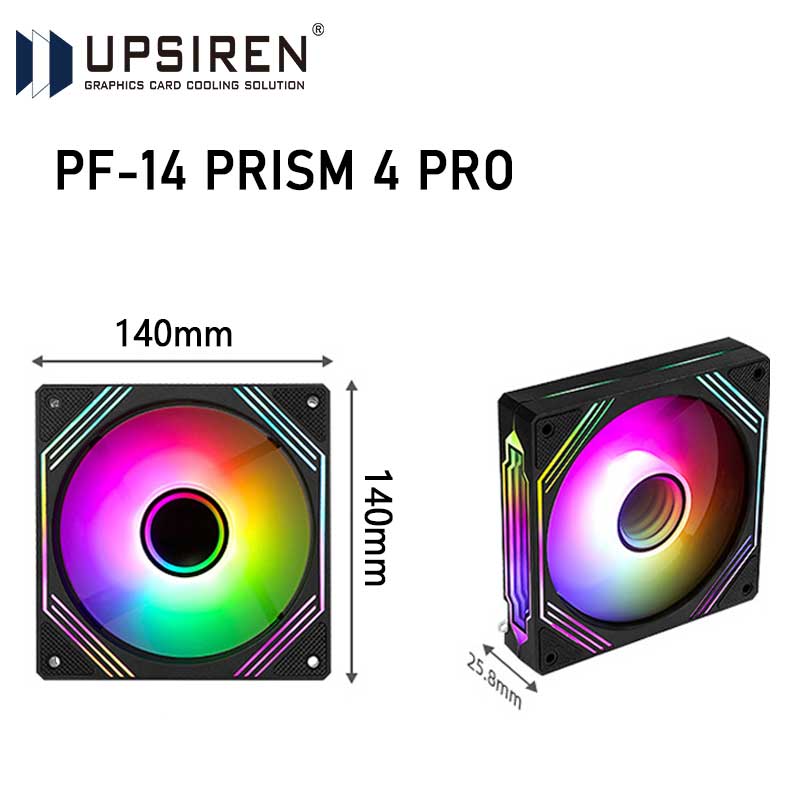 Pc Case Fan - UPSIREN PF-14 PRISM 4PRO คอมพิวเตอร์แชสซีพัดลม 14