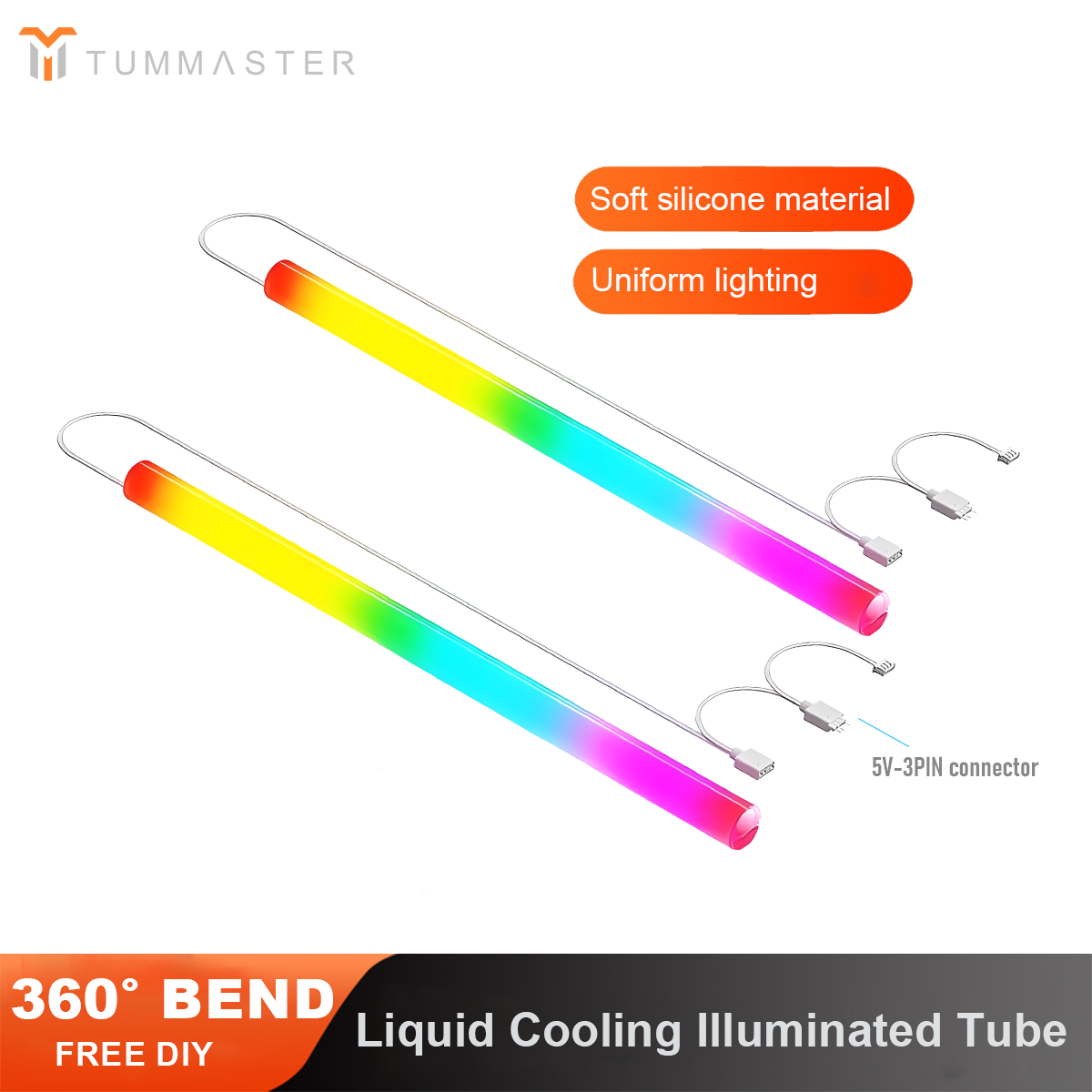Pc Water Cooling - TUMMASTER ARGB ท่อระบายความร้อนด้วยน้ำ 5V3 พินซิลิโคนอ่อนนุ่ม ท่อระบายความร้อนด้วยน้ำแบบมีไฟสำหรับตกแต่งเคสพีซี